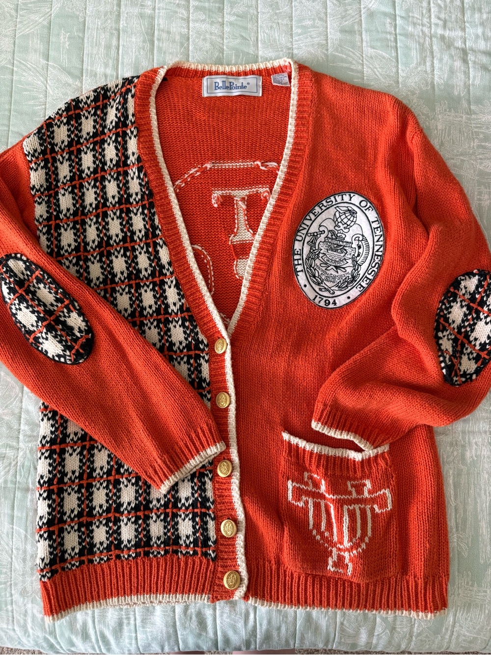 Vintage Tennessee Volunteers Sweater Womens Medium Cardigan Knit Orange Rare